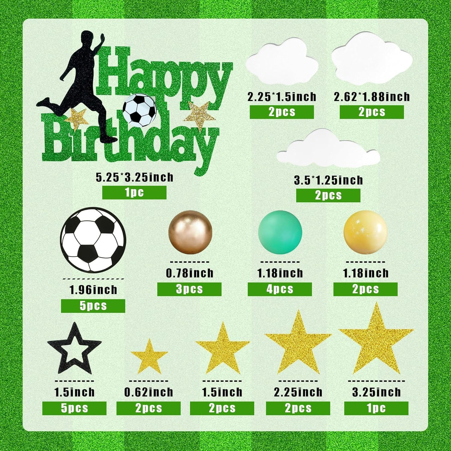 32Pcs Soccer Cake Toppers Cake Decorative Cards, Soccer Theme Birthday Sports Party Supplies, Football Theme Party Decorations for Boy Men image number 4