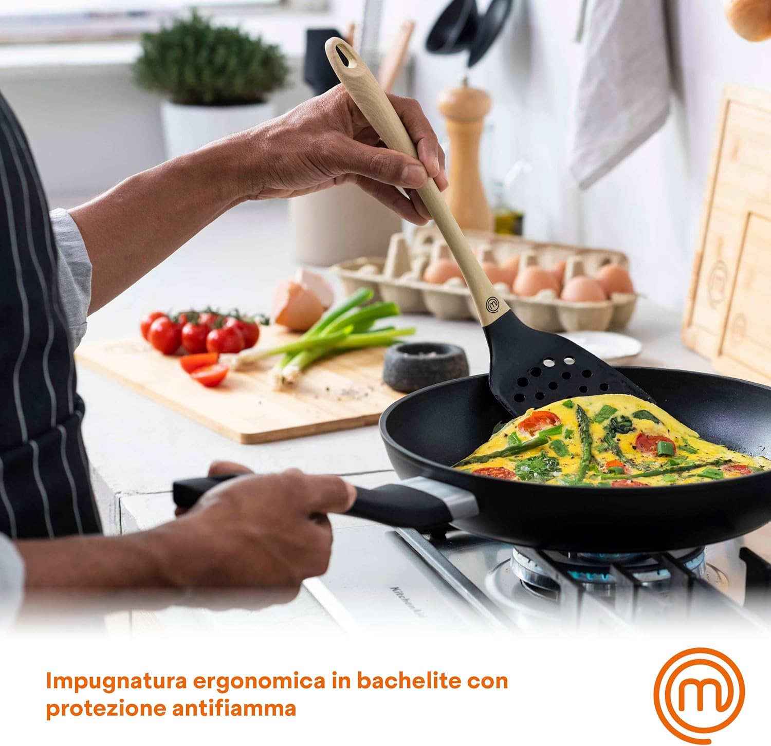 Masterchef Non Stick Frying Pan 24Cm for Induction Hob, Gas, Halogen & Ceramic Stoves, Swiss Engineered for Even Heat Distribution, Scratch Resistant, Dishwasher Safe, Aluminium image number 3