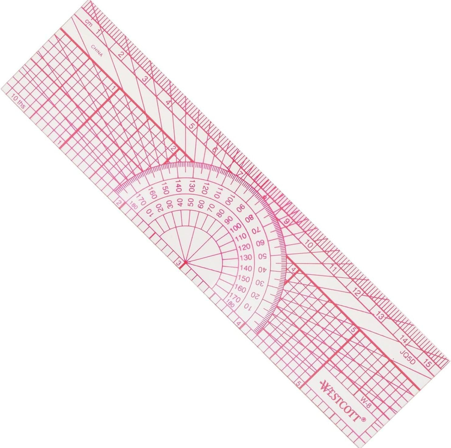 Westcott Engineers' Protractor Ruler, 6", 15Cm, Transparent (W-8) image number 3