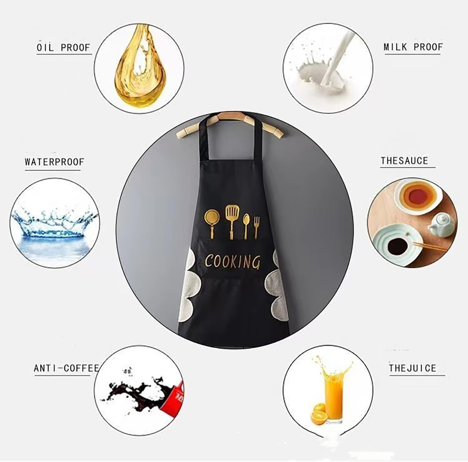 Hand Erasable Aprons on Both Sides, Oil and Water Resistant Apron, Cleaning Supplies Apron with Pocket for Women Men Children Home Kitchen - White image number 5