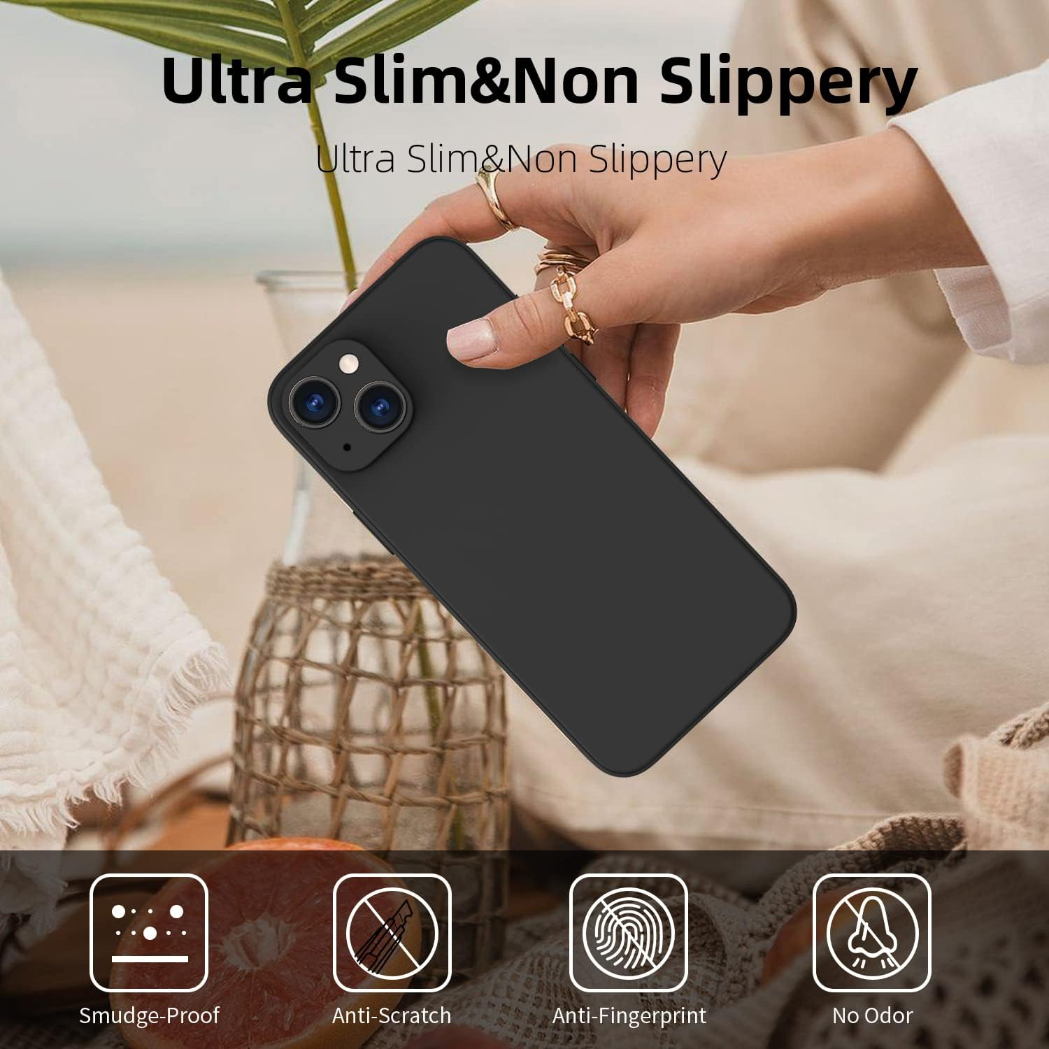 Elestbela Iphone 13 Case, Slim Silicone Case with Microfibre, Scratch-Resistant All-Round Protective Case for Iphone 13 6.1 Inch Matte Black - Braun image number 5