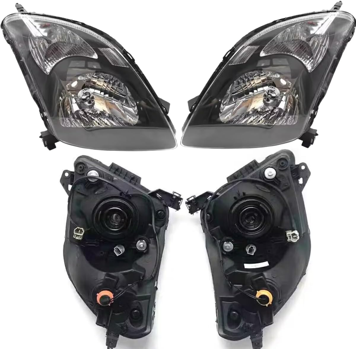 Headlight Lamp Compatible with Suzuki Swift Hatchback RS415 RS416 2005 2006 2007 2008 2009 2010 Right Driver and Left Passenger Side Black Headlamp Front Lights