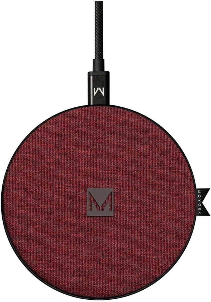 Moyork Watt 5/7.5/10/15W QI Wireless Charger - Merlot Red Fabric