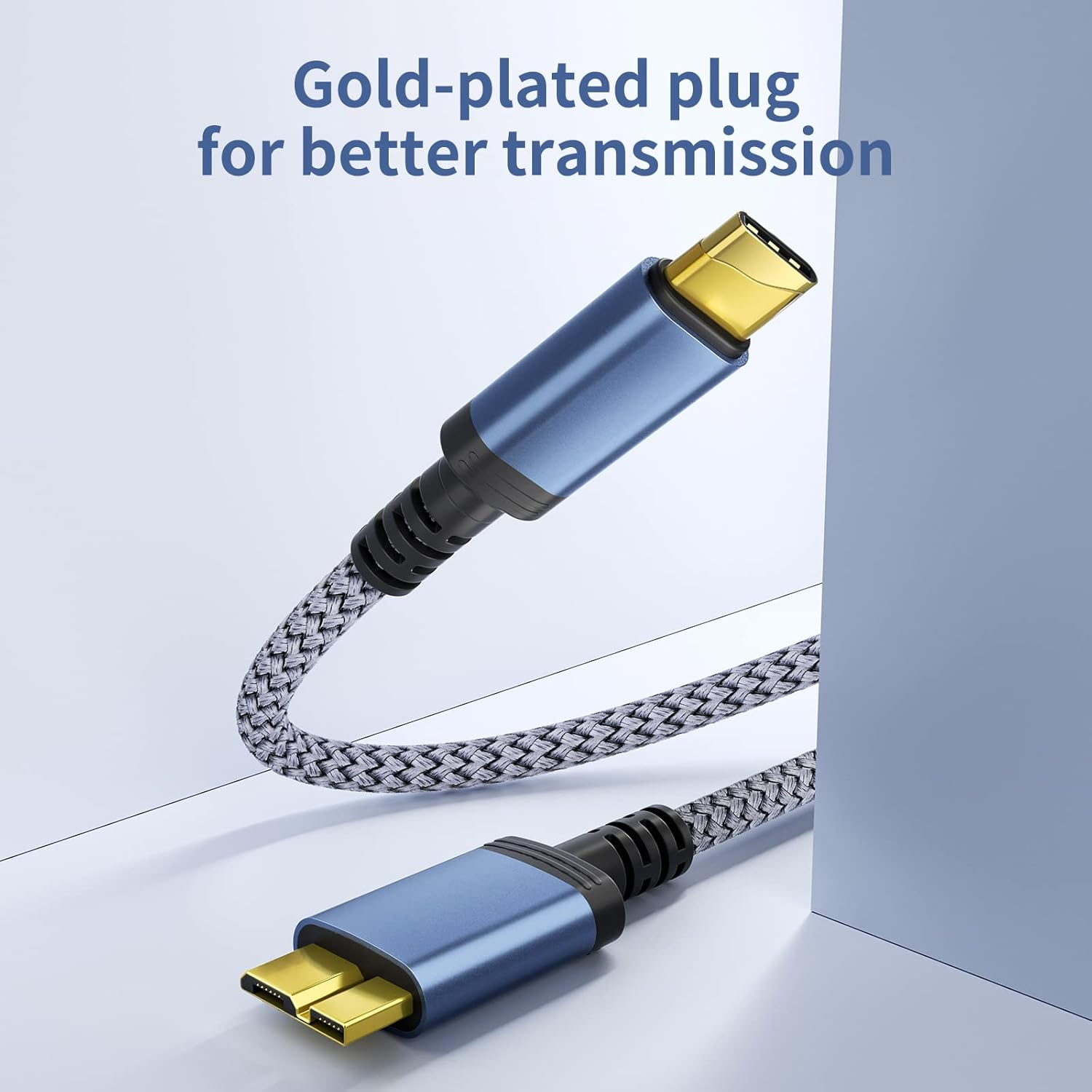 USB C Hard Drive Cable 0.5M, Type C to USB3.0 Micro B Drive Cable Compatible with Portable External Hard Hrives Such as WD Elements, Seagate Expansion, Toshiba, Samsung M3, Galaxy S5, Lacie, Maxtor image number 1