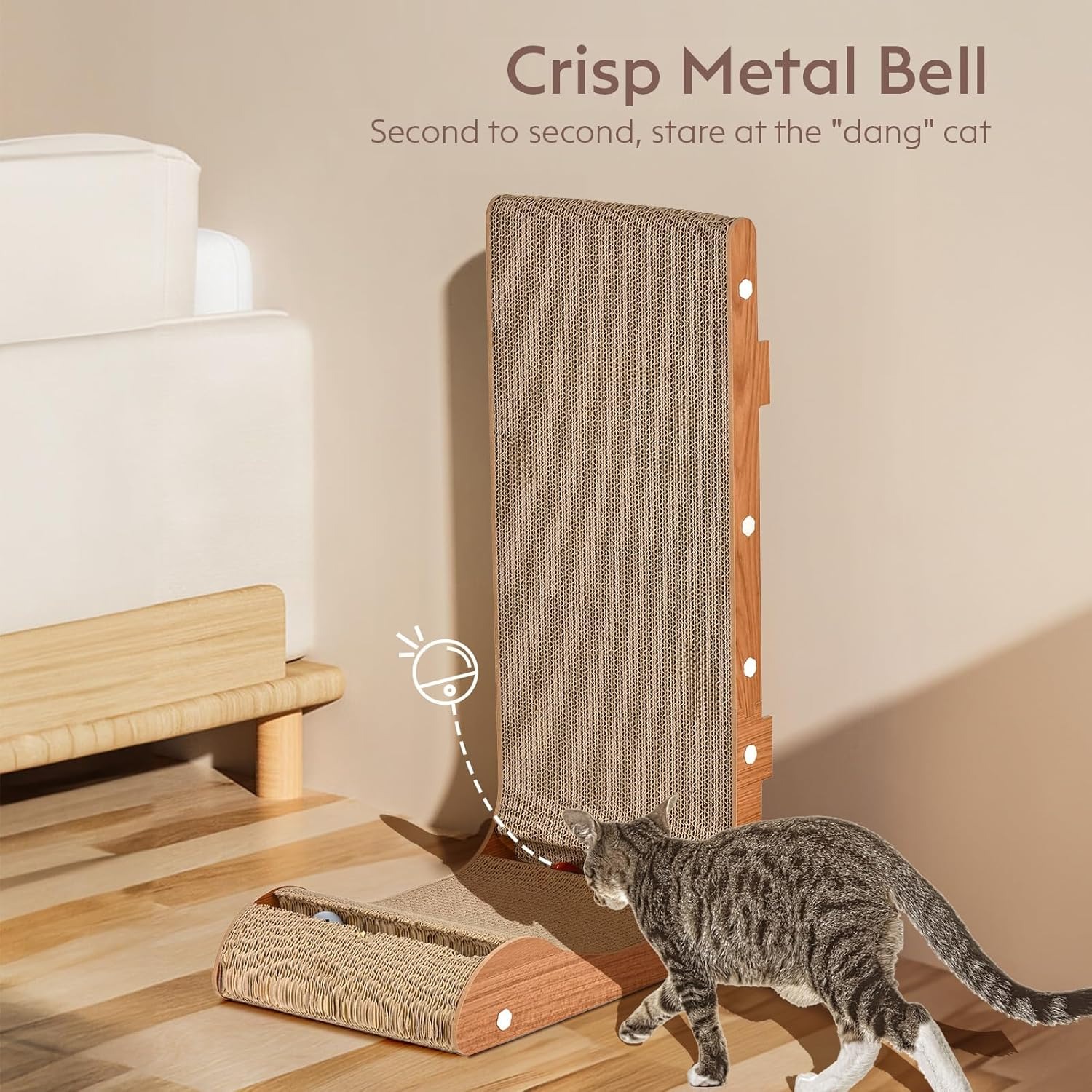 Cat Scratch Board, Vertical Wear-Resistant Non Shavings Cat Nest Integrated Scratch Resistant