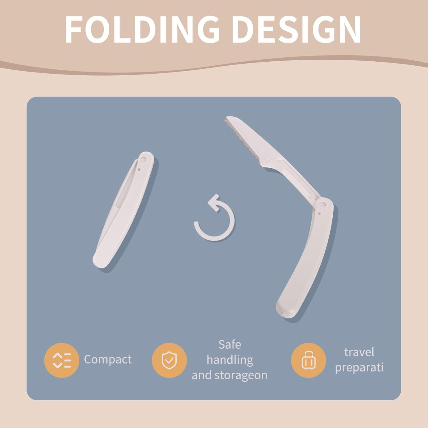 9 Pcs Dermaplaning Tool, Foldable Mini Face & Eyebrow Razor for Women, Dermaplane Razor for Facial Skin Body Hand Leg Armpit Beard Finger Back Hair & Bikini Trimmer (3 Color) image number 5