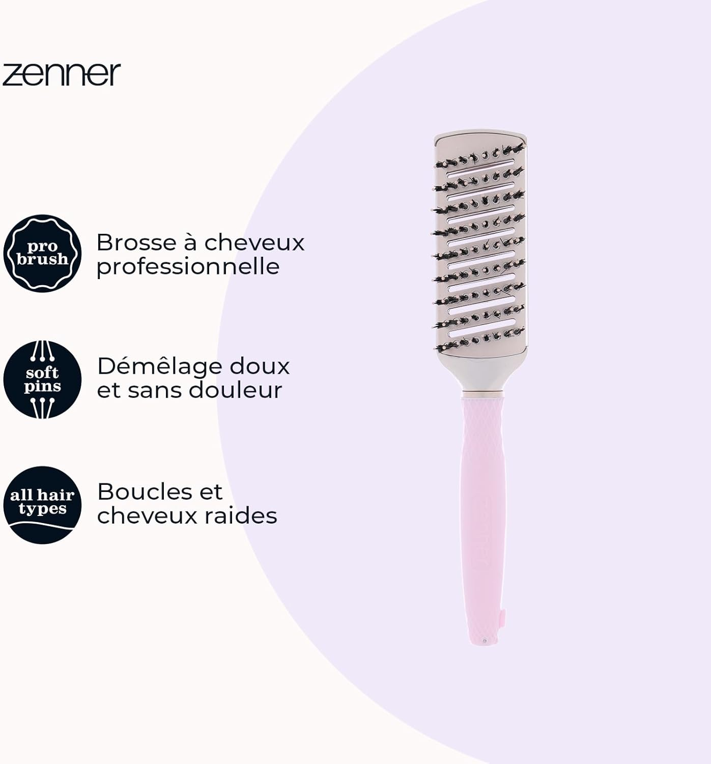 Zenner Deluxe Ceramic Hot Air Brush - Heat Resistant Blow Dryer Brush with Nylon Bristles - Antistatic Design with Air Permeability & Fold-Out Compartment Tip for Easy Styling image number 1