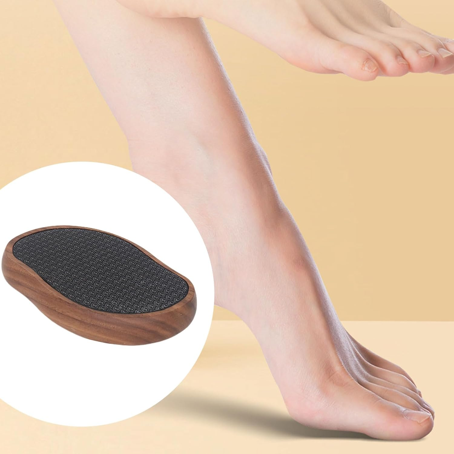 CTOUUGRS Nano Glass Pedi Egg Pumice Stone Foot Scrubber Dead Skin Callus Remover with Walnut Wood Handle for Silky Smooth Feet Pedicure Care 1 Piece image number 1