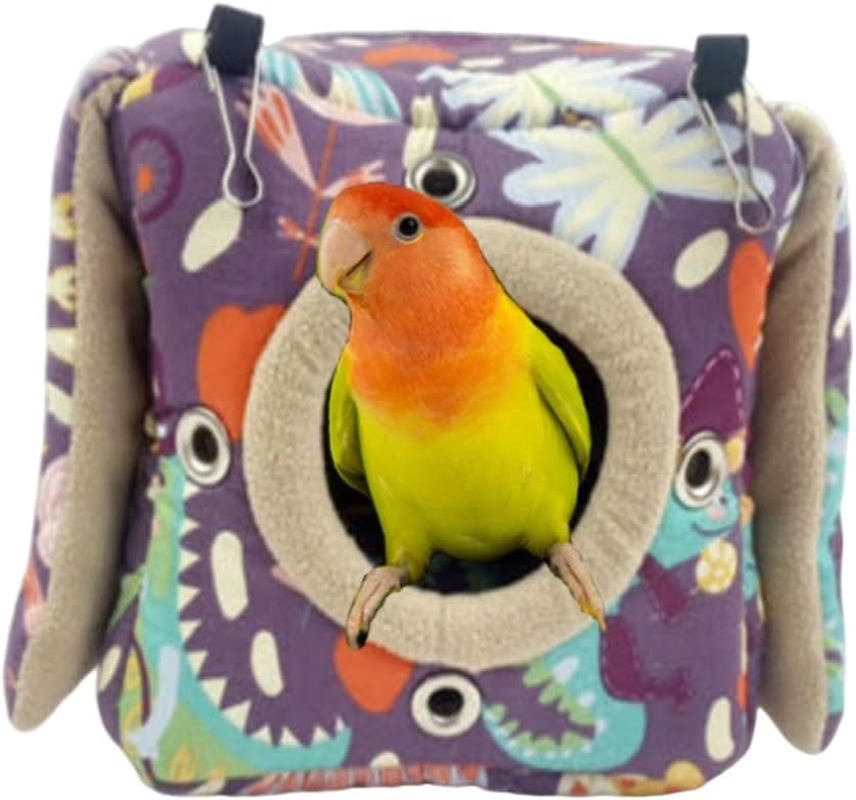 Large Winter Warm Bird Nest House, Bird Bed for Cage, Parrot Nest Snuggle Shed Hut for Four Seasons, Easy to Install for Quaker Lovebirds (Yellow,Small)