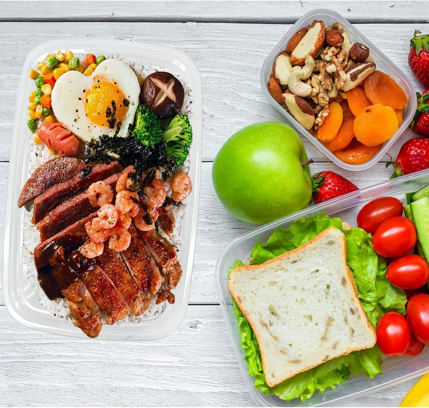 500Ml Food Containers with Lids, Reusable Rectangular Takeaway Containers, Microwave, Freeze & Dishwasher Safe (100 Pcs) (500Ml) image number 5