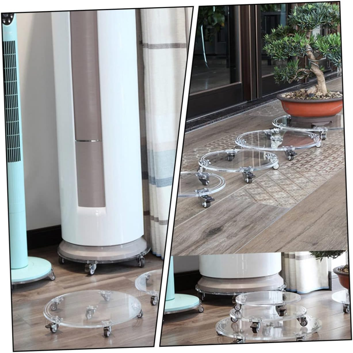 HANABASS Acrylic Moveable Flowerpot Tray with Wheels 26Cm &ndash; Plant Pot Holder Caddy for Indoor Outdoor Gardening Plant Storage and Mobility image number 3