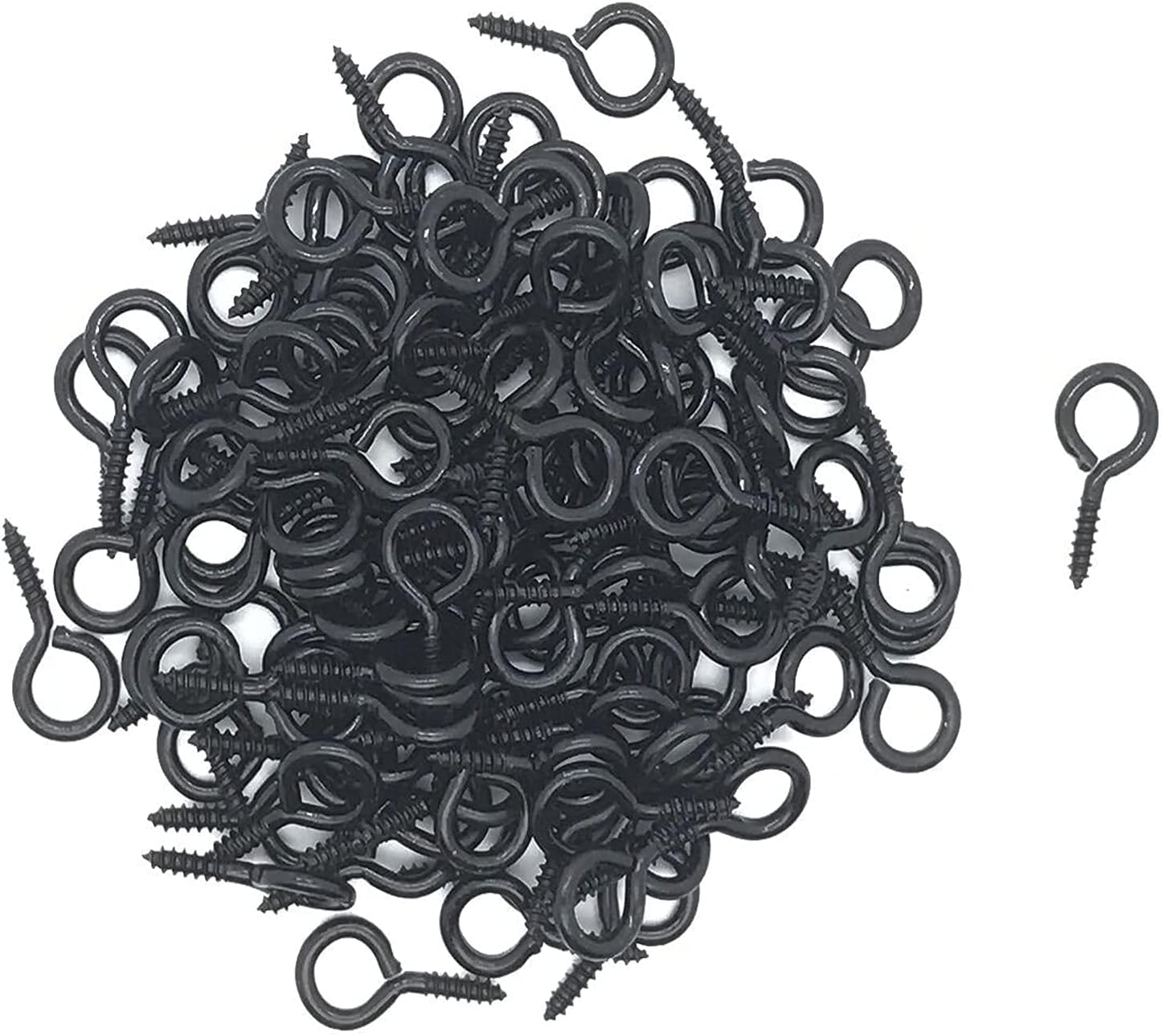 Screw Eyes, 1 Inch Metal Eye Hook, Zinc Plated Self Tapping Screw Hooks Ring, Eyelet Screws Black 120 Pcs - Black image number 2