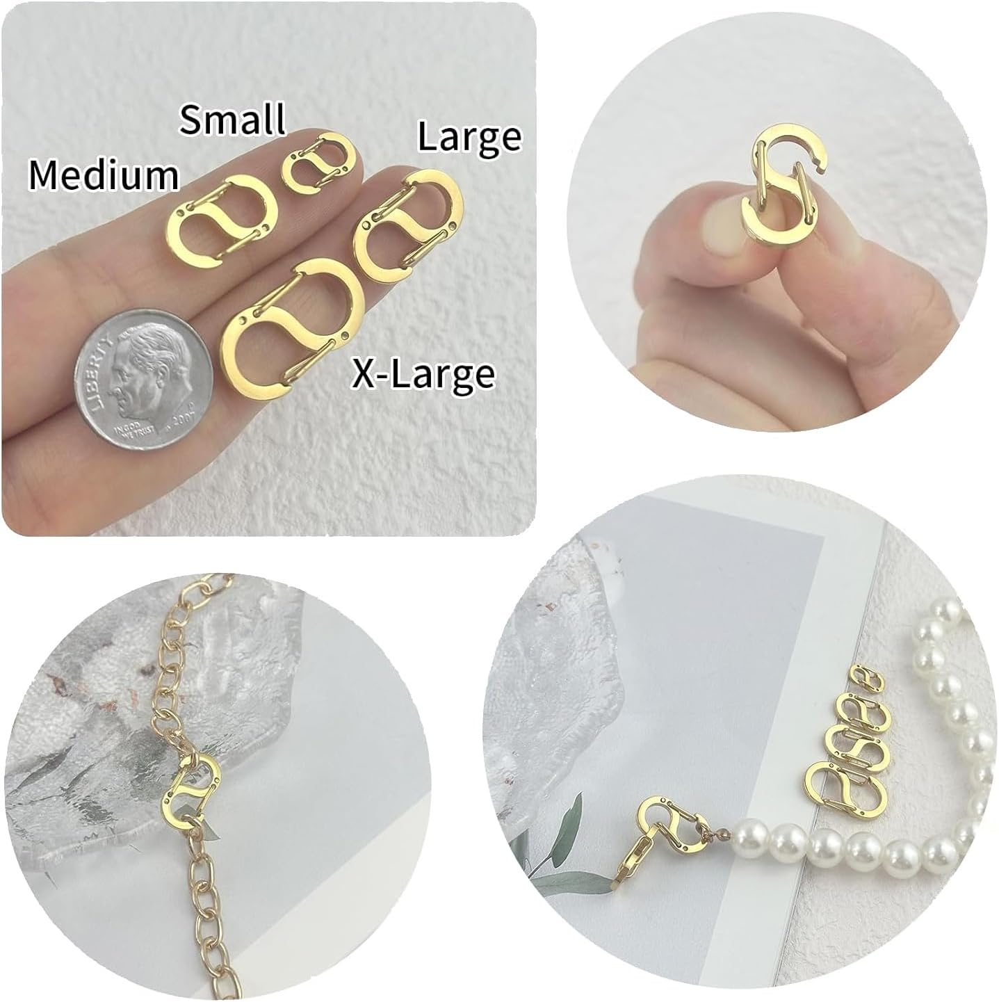 Double Opening Necklace Clasps Necklace Clasp and Closures Stainless Steel S Biner Carabiner Lock Bracelet Connector Shortener Necklace Clip