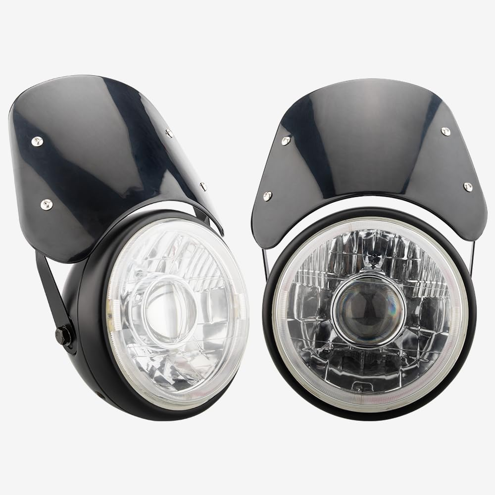 Small Universal Windshield Motorcycle Wind Deflector Windscreen Front Flyscreen with Mount Bracket Fit Motorbike 7" Headlight Compatible with Harley Suzuki Honda Triumph Cruiser Cafe Racer (Black) image number 4