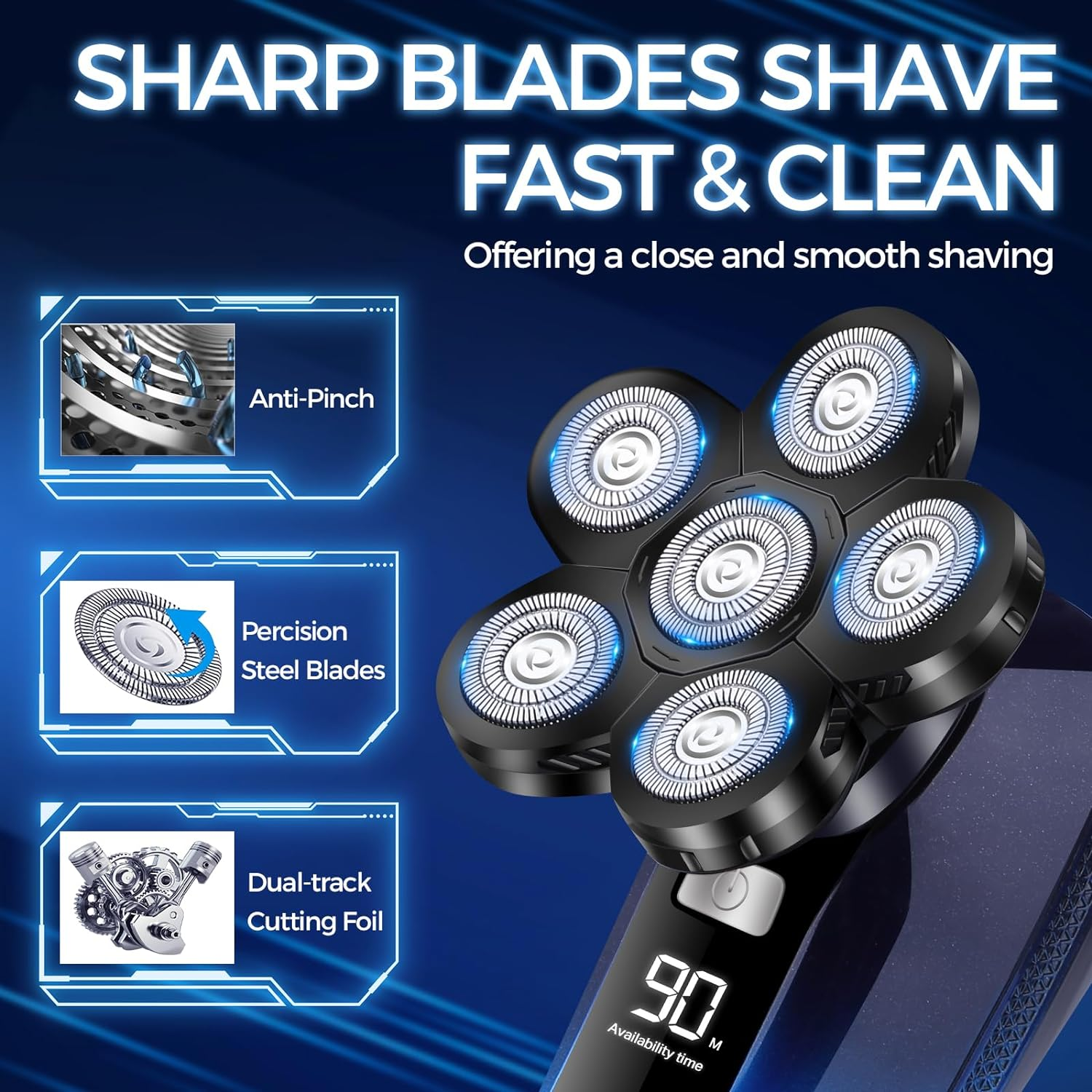 Head Shaver for Bald Men,5 in 1 Bald Head Shavers for Men Cordless,Waterproof Wet Dry Mens Electric Shavers for Face Shaving,Rechargeable Electric Razor for Mans Shaver Hair Razor USB image number 2