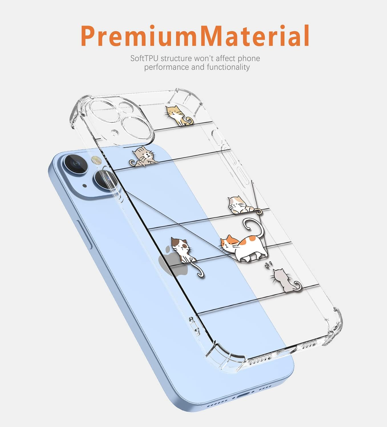XINYEXIN Clear Case for Xiaomi Redmi Note 14 Pro plus 5G 14 Pro+ 5G Cute Cat Pattern Design Slim Shockproof Transparent Soft TPU Bumper Case Protective Cover - Kitten image number 5