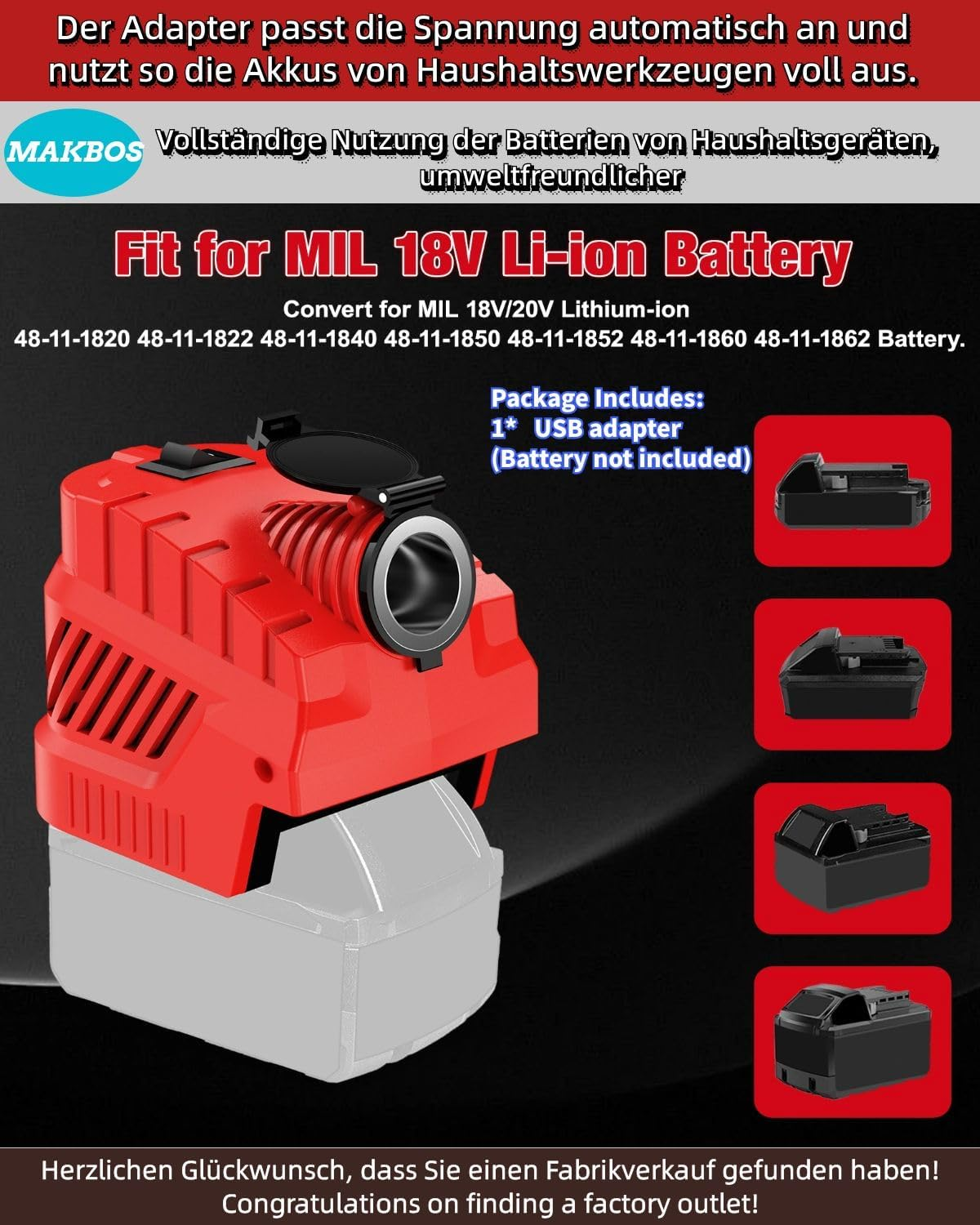 Step down Converter for Milwaukee 18 V to 12 V Step-Down Converter Power Wheel Battery Adapter for Car Vacuum Cleaner Car Fridge, USB Type-C Chargers DIY Converter Power Station image number 1