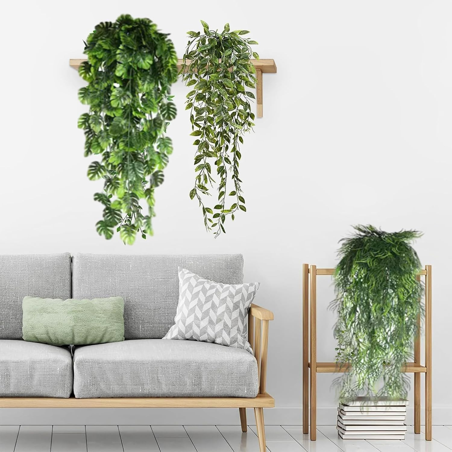 Artificial Hanging Plants, 3Pcs Artificial Plants Outdoor Potted Greenery Decor in Pot Plants for Office Farmhouse Home Indoor Outdoor Decor image number 6