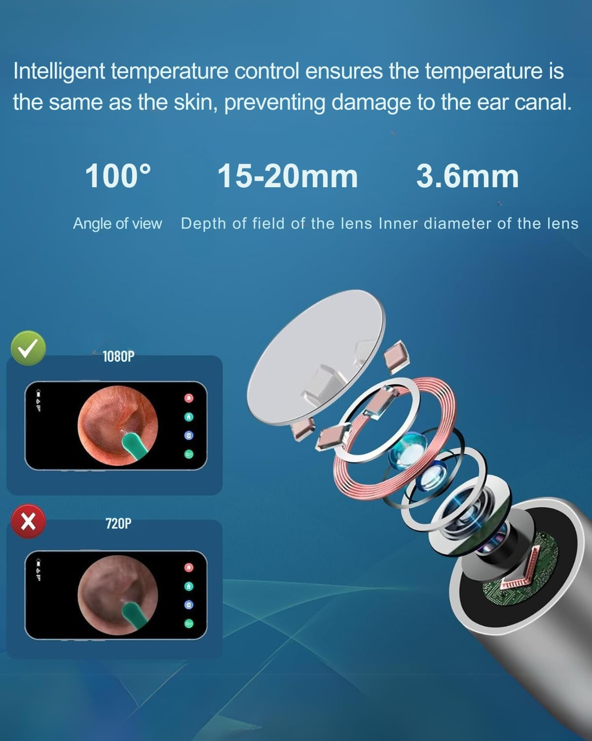 TAPFOU Ear Wax Removal Kit, Ear Cleaner with 1080P HD Camera,Smart Visual Earwax Remove Kits with 8 Pcs Ear Set for Daily Ear Pick image number 1