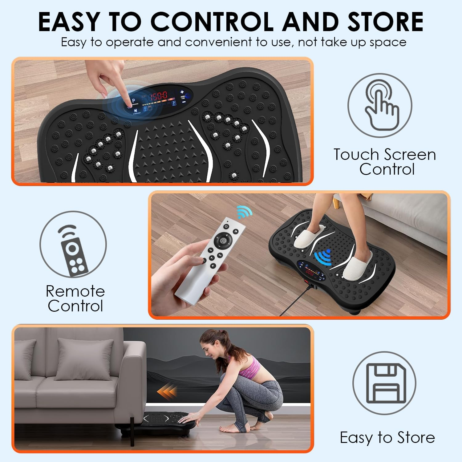 Vibration Plate Exercise Machine with Bluetooth Speaker, Vibration Plate Platform for Lymphatic Drainage, 120 Adjustable Speeds Power Vibrating Plate Helps Weight Loss, Shaping image number 5