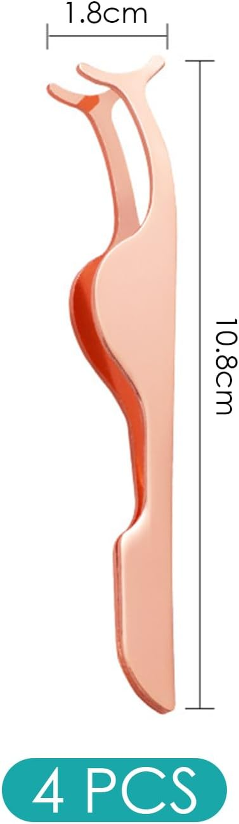 4 Pieces Eyelash Curler Eyelash Tweezers Stainless Steel Eyebrow Glue Tools Cosmetic Curved Eyelash Curler (Black, Rose Gold, Rose Red, Purple) image number 2