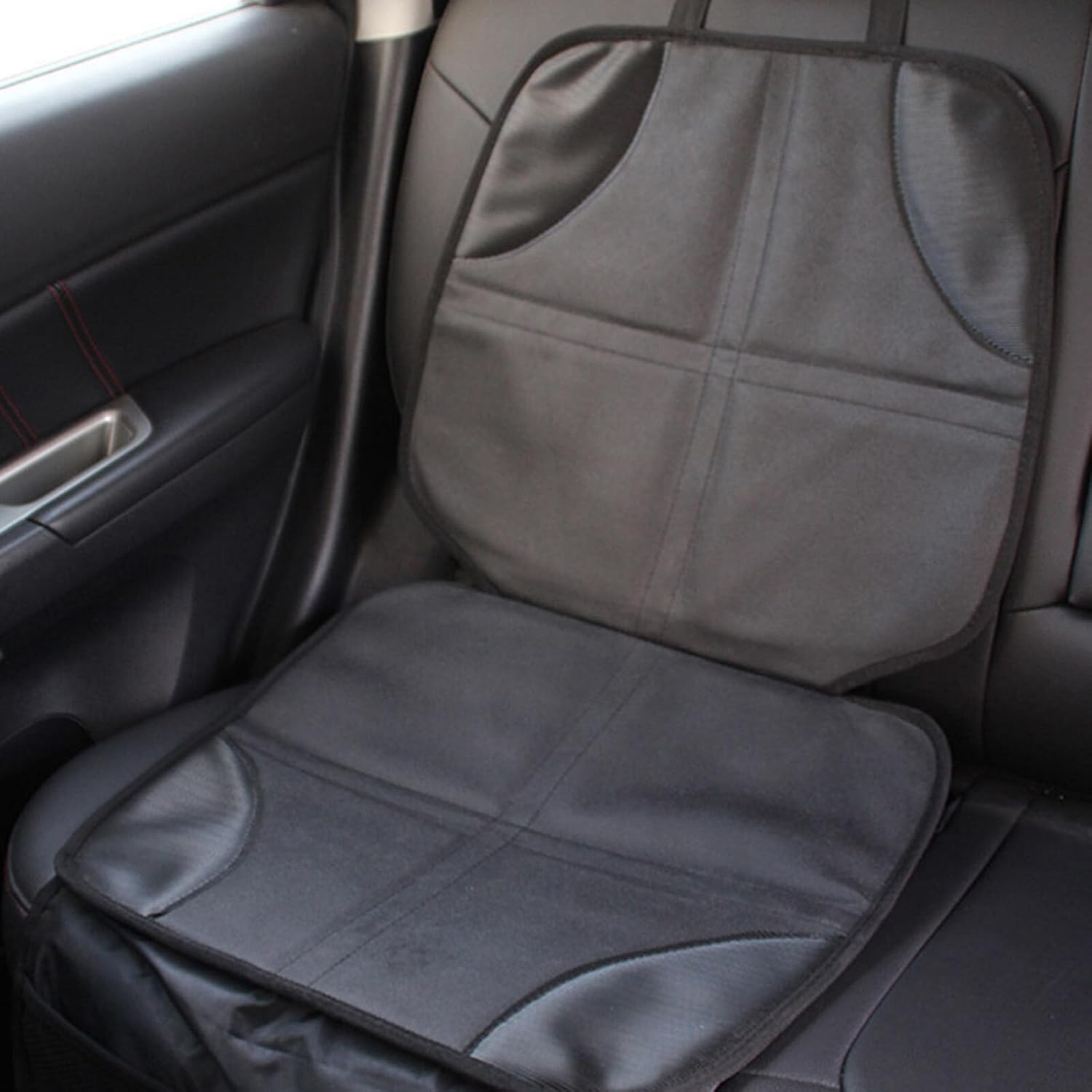 Car Seat Protector Mat with Large Storage Pockets Non-Slip Cover for Seats Black Cushion for Vehicle Protection and Travel Convenience image number 4