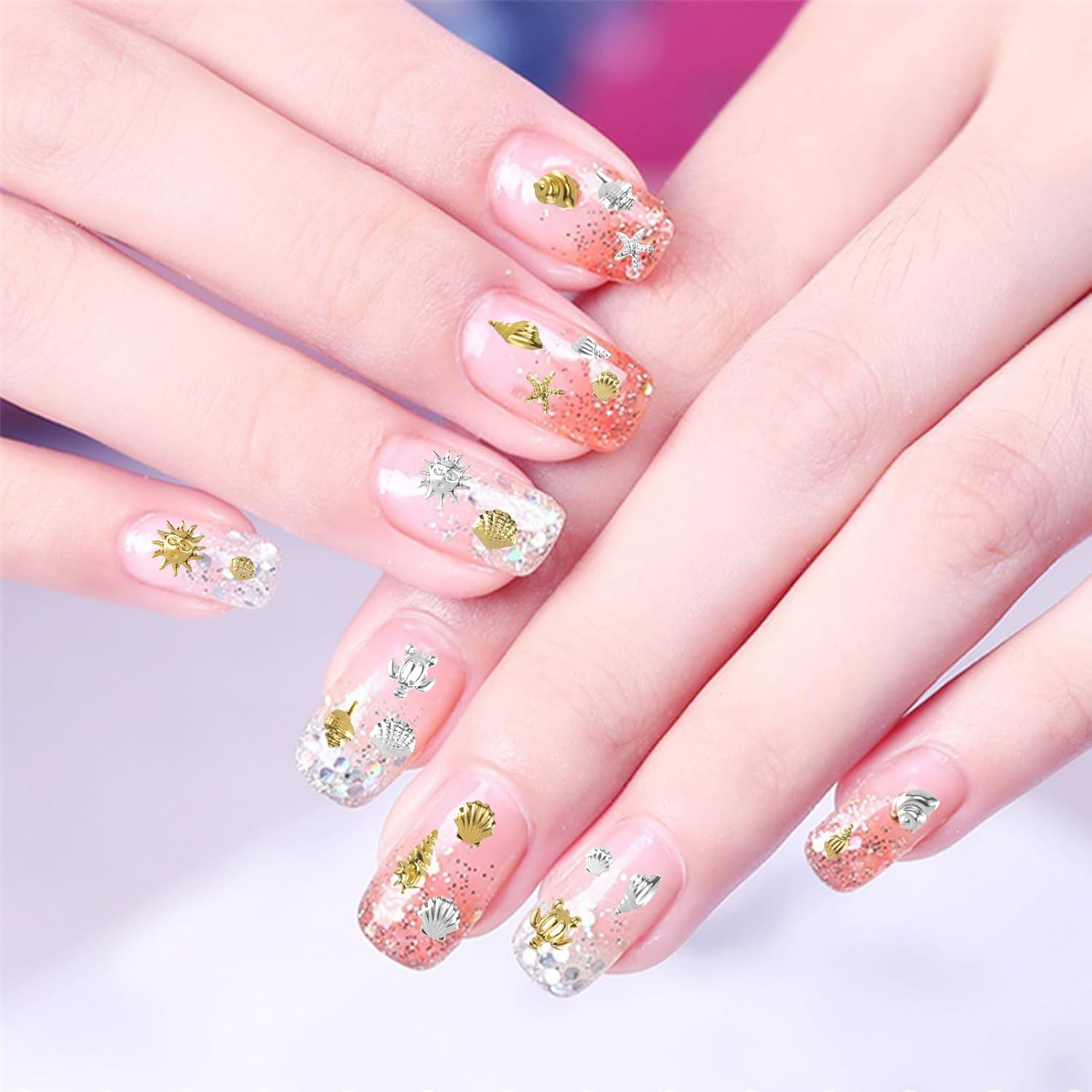 2 Boxes 3D Nail Charms, Ocean Nail Gems for Nail Art with Storage Box, Metal Star Starfish Shell 12 Grid Mixed Sizes Nail Art Decor Summer Beach Fingernail Decorations for Women Girls image number 6