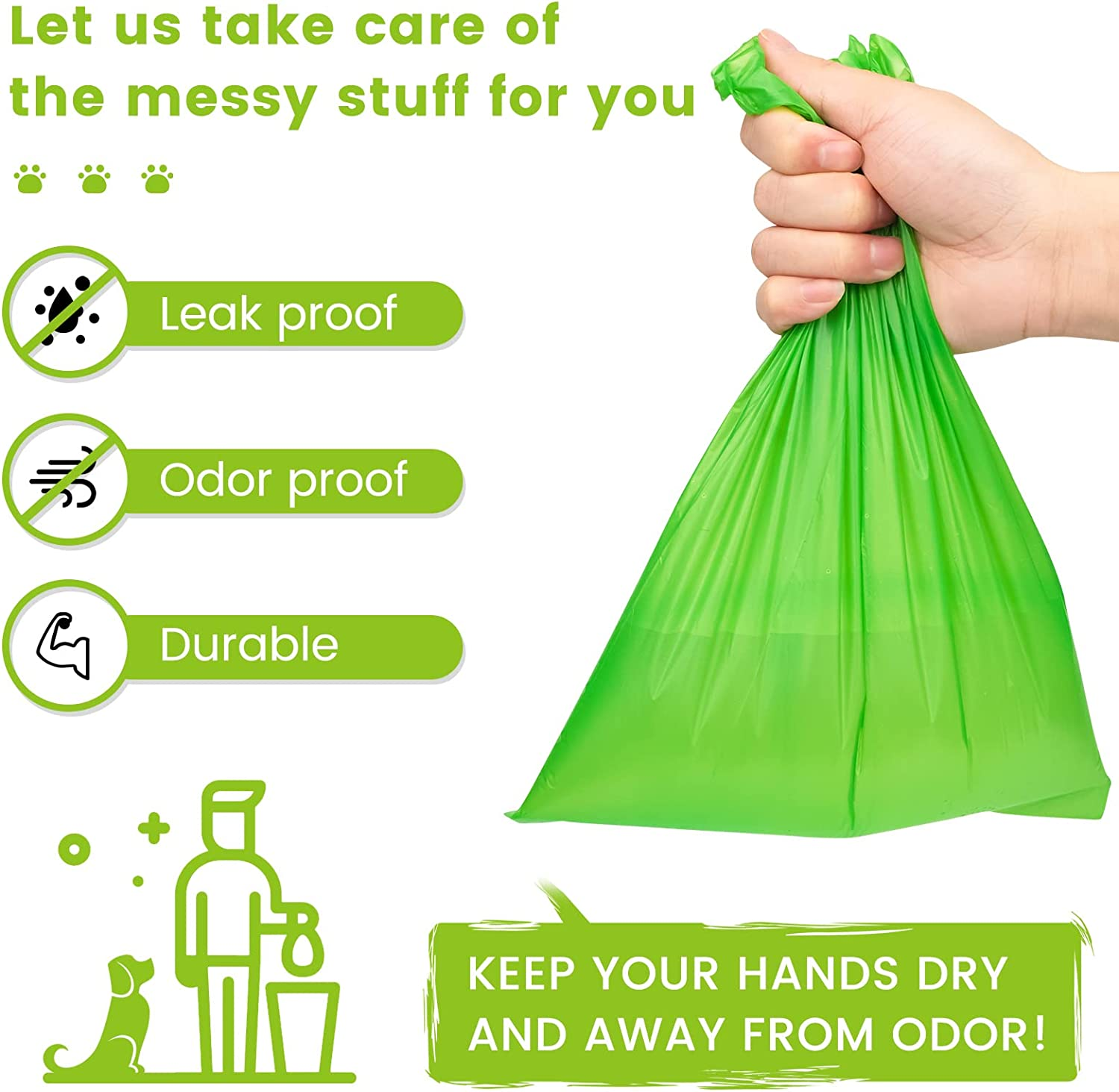 Puppydoggy Dog Poop Bags (10 Rolls,13"X9") Biodegradable Waste Bags Work with Poop Bag Dispenser and Dog Leash Extra Thick Tear Resistant Leak Proof for Walking Travel (150 Bags, Black)