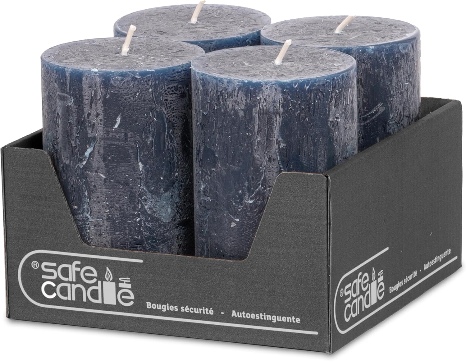 Decolite Pillar Candles Rustic Set of 4 110 X 70 Mm | Self-Extinguishing Safe Candle | Coloured RAL Certified | Burning Time Approx. 51 Hours | Made in Germany | Rustic Decorative Candles by Decolite - Charcoal image number 4