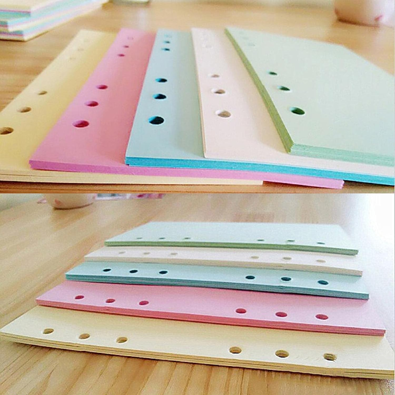 A5 Colorful 6-Hole Punched Ruled Refills Inserts Paper, 5-Color Loose Leaf Planner Filler Paper, 50 Sheets/100 Pages image number 5