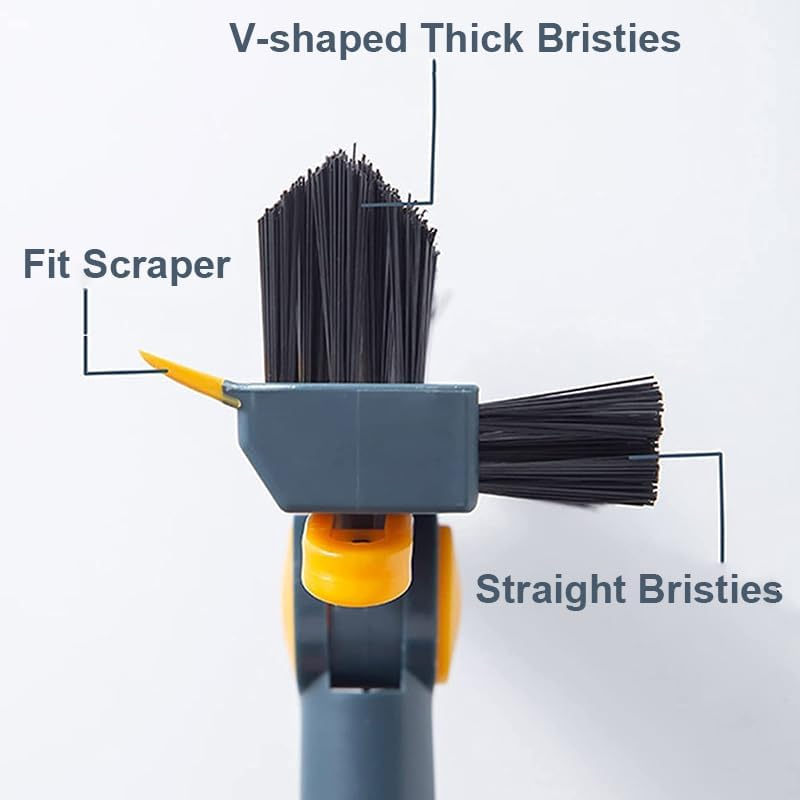 Floor Scrub Brush, 3 in 1 Swivel Grout Brush with V Shaped Corner Squeegee, Cleaning Tools for Cleaning Patio Bathroom Garage Wall Deck Kitchen Tub Tile, 44.48 Inch image number 1