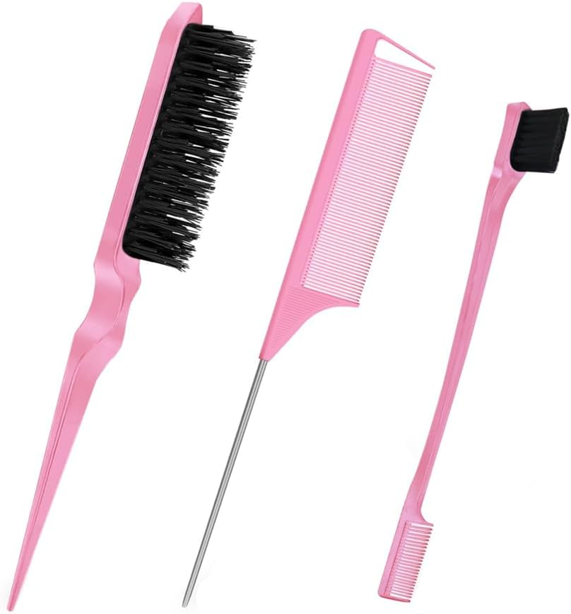 Laroal Three-Row Hair Comb, Hairdressing Comb with Pointed Stem, Double Head Comb, Styling Eyebrow Brush, Makeup Hairset Brush, 3 Pieces Multifunctional Comb image number 4