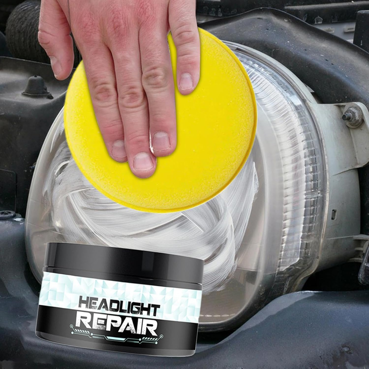 Car Headlight Cleaner | Headlight Cleaner Polish Restore Kit,Long-Lasting Cleaning Tools Yellow Remover for Recovery Maintenance Men Daily Care Night Driving image number 1
