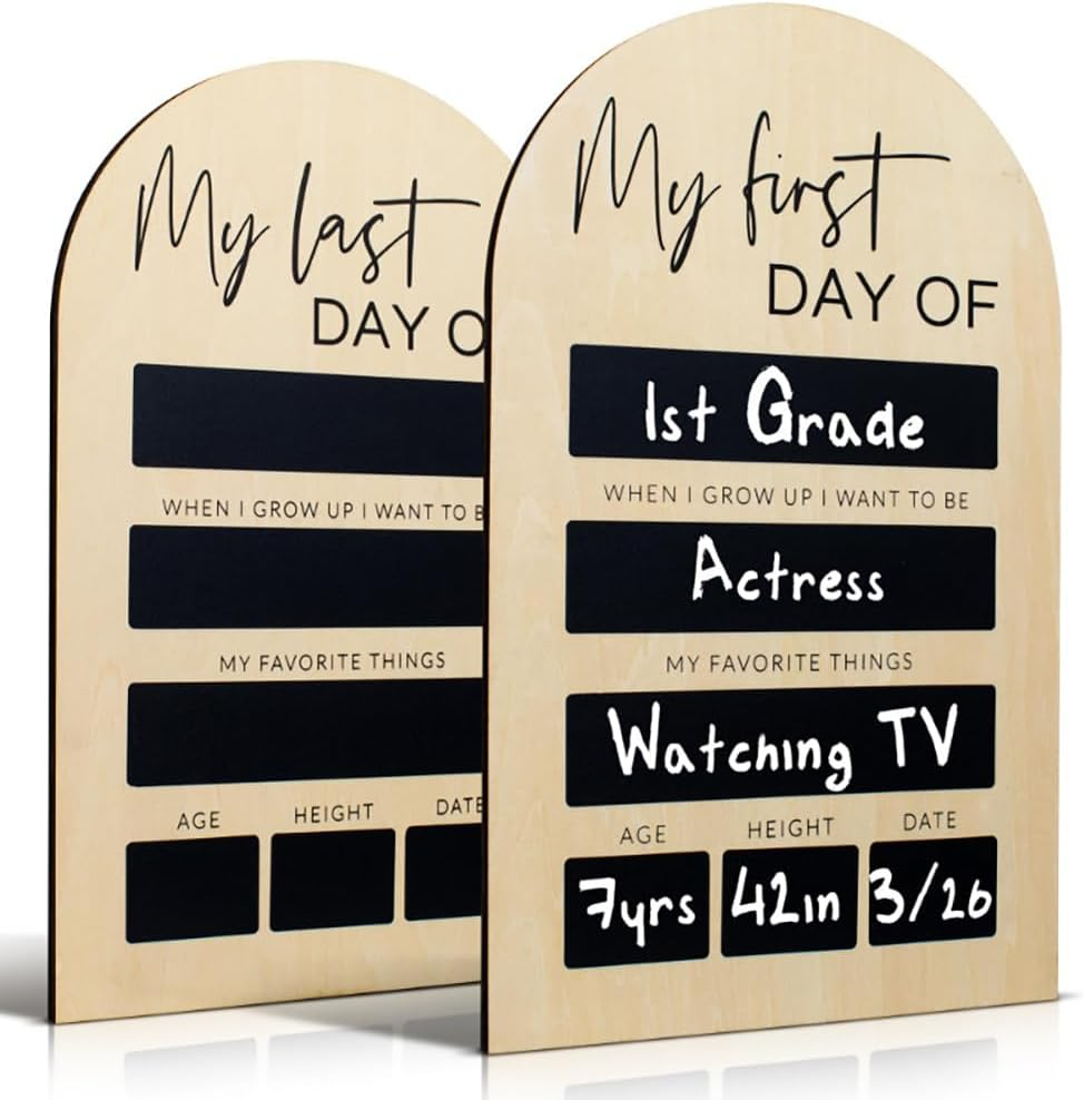 Weforu My First or Last Day of School Photo Board, Back to School Sign Chalk Board, School Sign Photo Props, Wooden 1St Day School Chalkboard of Preschool Pre-K, Kindergarten