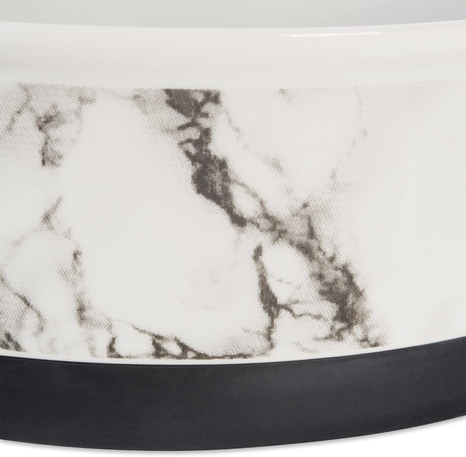 Bone Dry DII Ceramic round Pet Bowl for Food & Water with Non-Skid Silicone Rim for Dogs and Cats (Medium - 6" Dia X 2" H) Set of 2 - White Marble image number 6