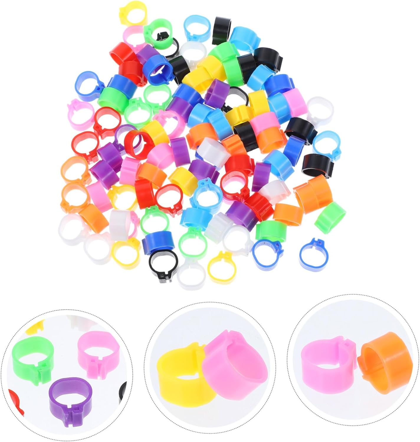Yardwe 300Pcs Pigeon Foot Rings Plastic Bird Leg Bands for Identification for Pigeon Leg Banding and Random Color image number 3