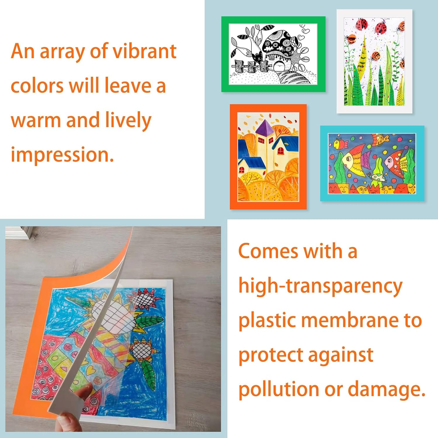 21 X 30 CM Picture Frame Set of 6,Stick-On Frames for Kid'S A4 Watercolour,Simple Paperboard Photos Display for Wall Mounting,Multi-Colored Picture Frames Collage Wall Decor,Office Living Room Decor image number 4