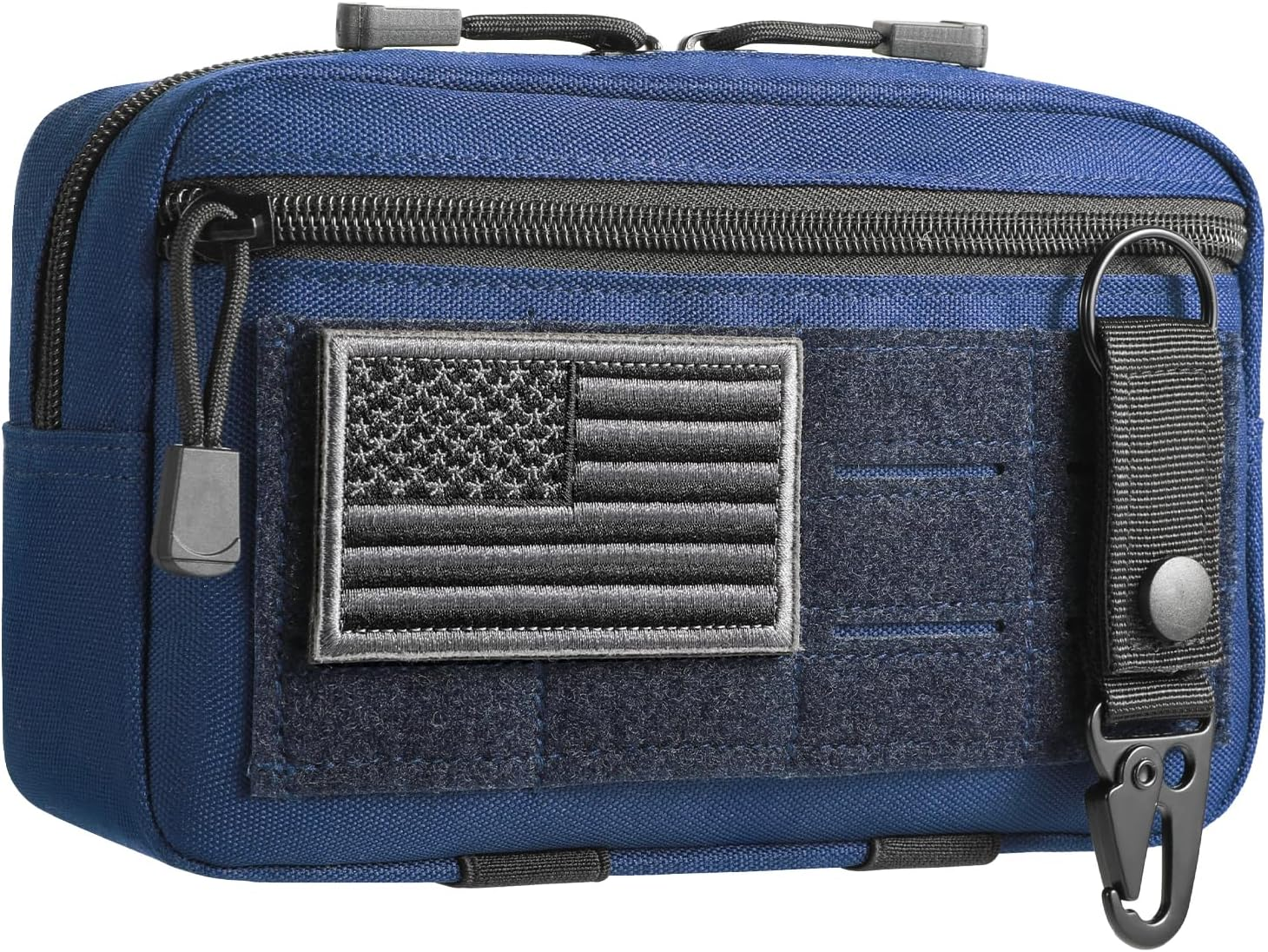 Tactical Molle Admin Pouch Utility Laser Cut EDC Tool Pouch Bag Horizontal Modular Pouches Include US Flag Patch and Keychain
