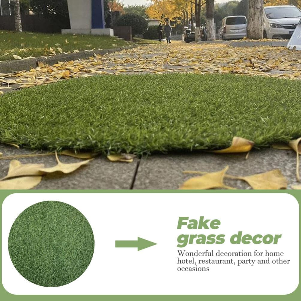 HANABASS Artificial Grass Mat round Fake Turf Tiles Realistic Grass Rug Circular Carpet Outdoor Indoor Area Rug Synthetic Grass Runner Soft Grass Mat For image number 5