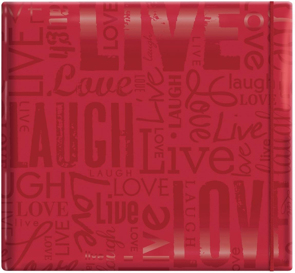 MCS Expressions Collection Live Laugh Love Expandable 10-Page Scrapbook Album with 12 X 12 Inch Pages, 13.5 X 12.5 Inch, Red image number 1