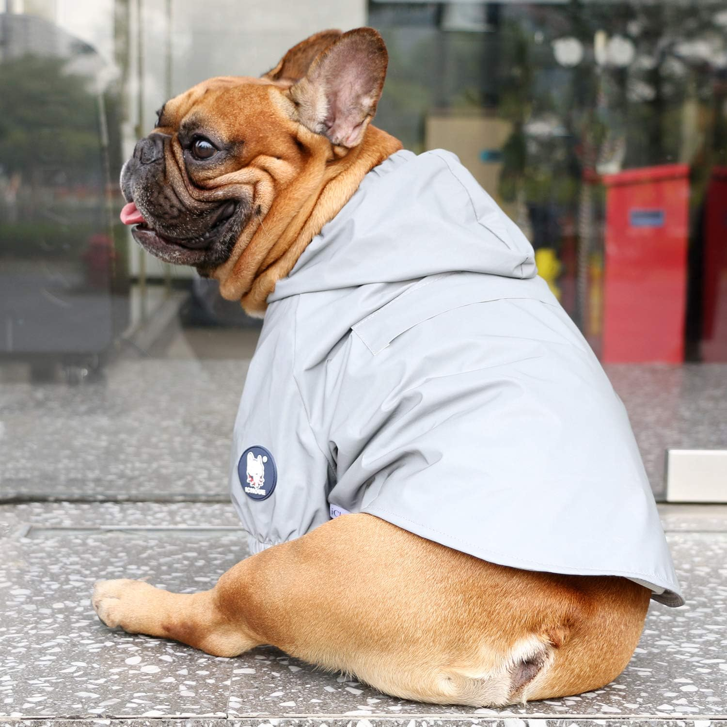 Ichoue Dog Reflective Safety Jackets Waterproof Raincoat Are All Made up of High Reflection Fabric Keep Dogs Visible Safe at Night for French Bullodg Pug- Silvery/Size S