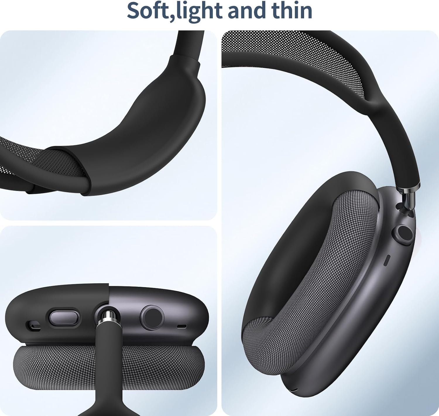 Fintie Silicone Case Cover for Airpods Max Headphones - Anti-Scratch Ear Cups and Headband Cover, Accessories Skin Protector (Black) - Green-Glow In The Dark image number 2