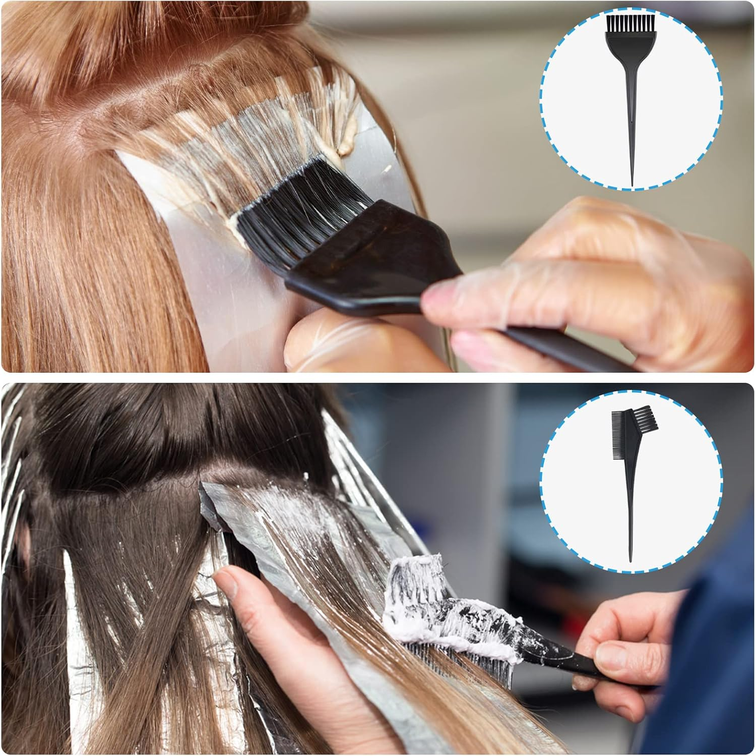 VEGCOO 17 Highlight Cap Hair Dye Accessory Set, Highlight Cap Hair Dye Caps with Dye Brush for Crochet for Salon and Home Hair Dyeing image number 2