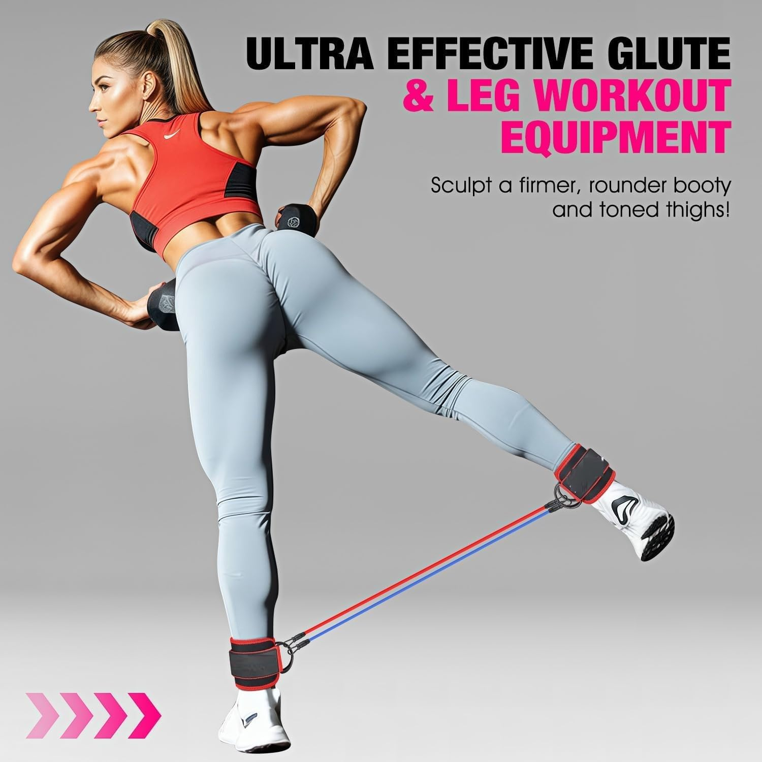 Ankle Resistance Band with Cuffs, Ankle Bands for Working Out,Resistance Band for Leg with 3 Different Pounds, Booty Workout Equipment for Kickbacks Hip Fitness Training,Home Gym Fitness Training image number 1