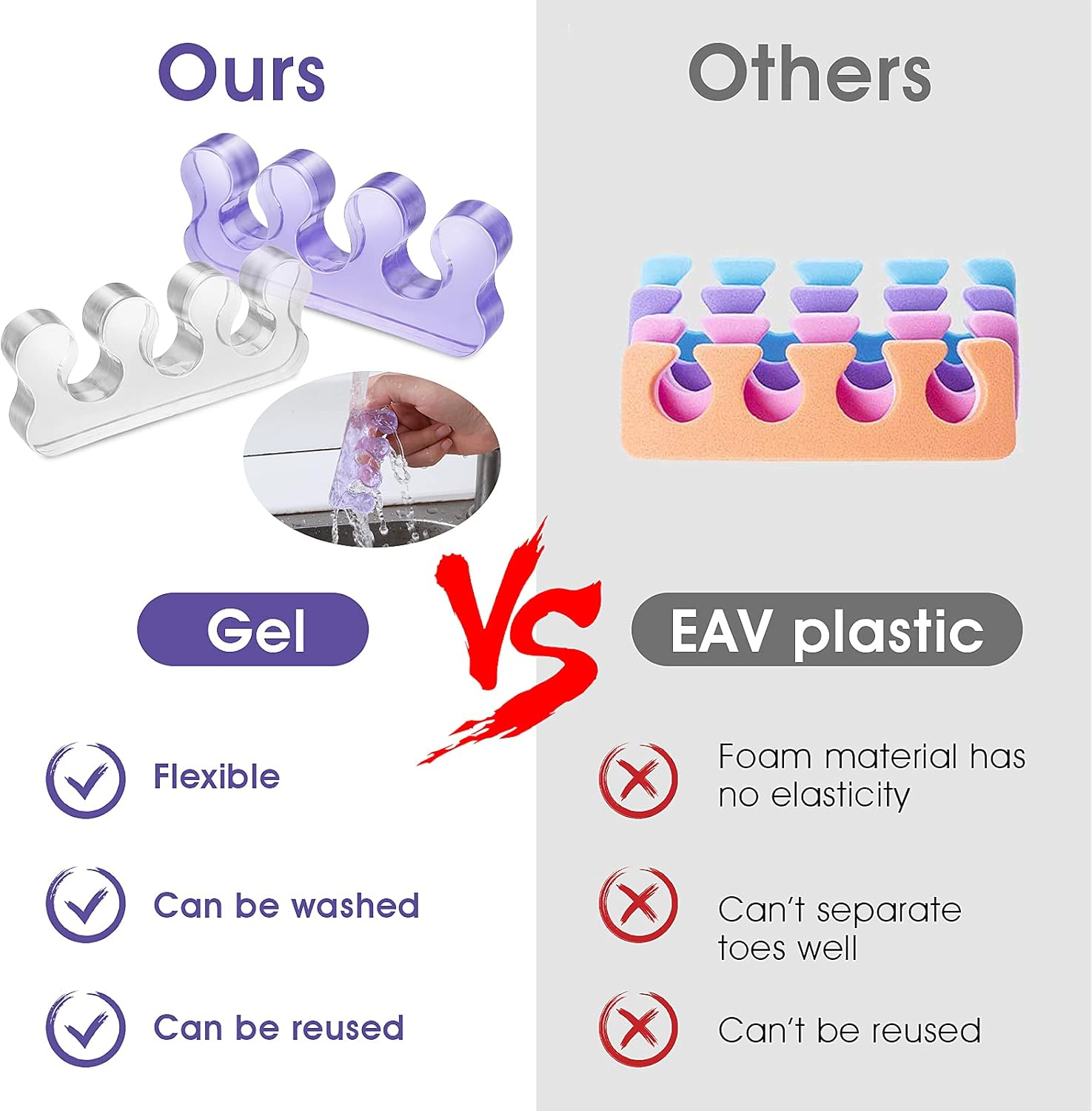 Molain 4Pcs Toe Separators Pedicure,Pedicure Toe Separators,Repeatable Washable Toenail Dividers,Toe Separators for Nail Polish Application image number 5