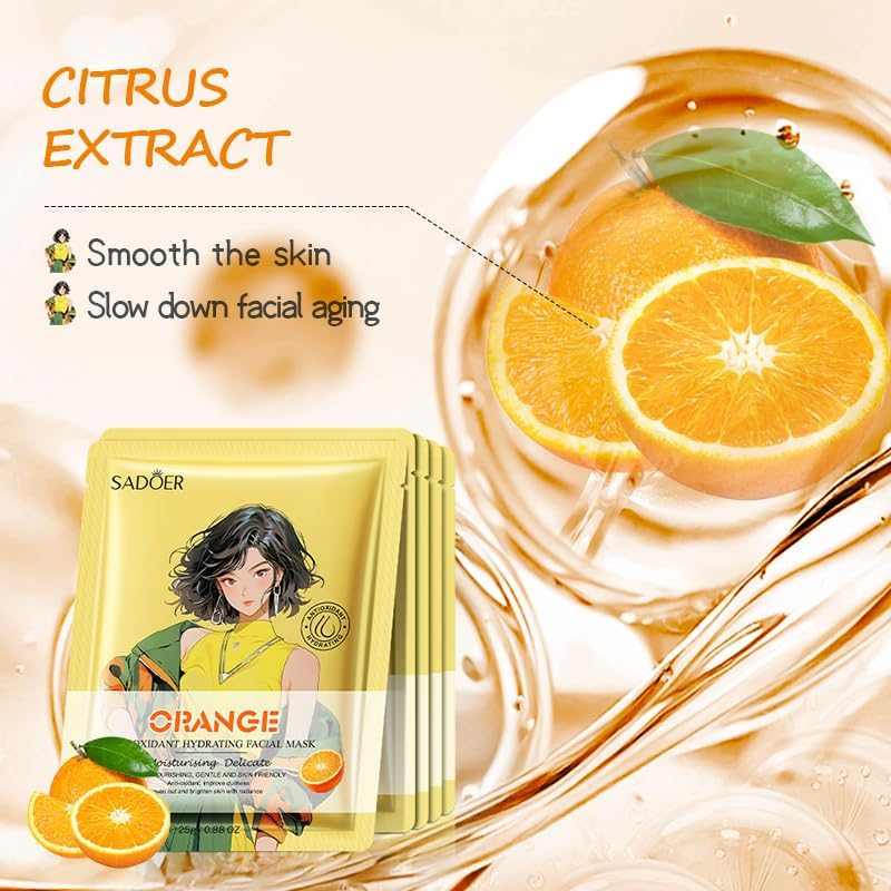 Facial Sheet Masks Set, 9 Pack, Fruit Extracts Collection, Nourishing & Moisturizing image number 6