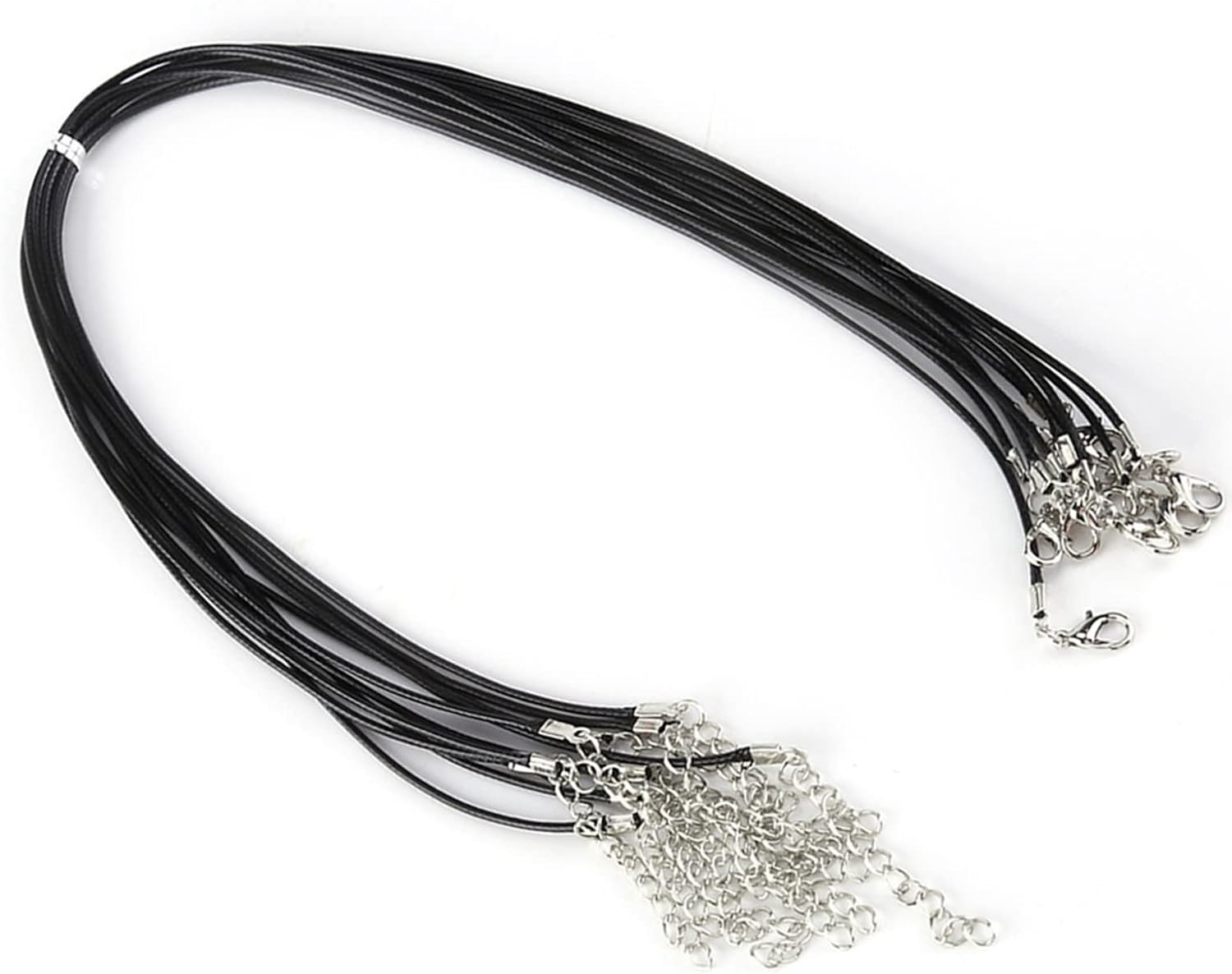 Necklace Cord, 4 Colors Waxed Cotton Rope with Clasp 10 Pcs Bulk Necklace String for DIY Bracelet Necklaces Pendants Jewelry Making Accessories Necklace Cord with Clasp (Brown)