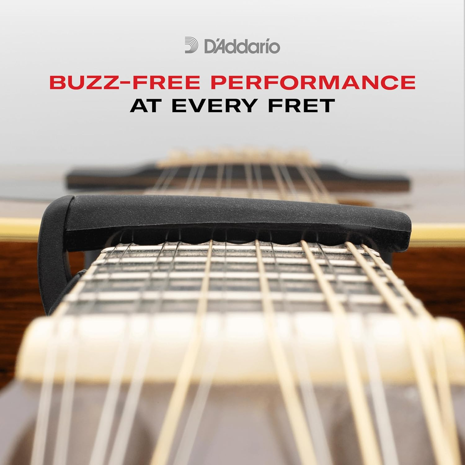 D'Addario Guitar Capo for Acoustic and Electric Guitar - NS Capo Lite - Adjustable Tension - Guitar Accessories - Works for 6 String and 12 String Guitars - Lite - Black image number 2