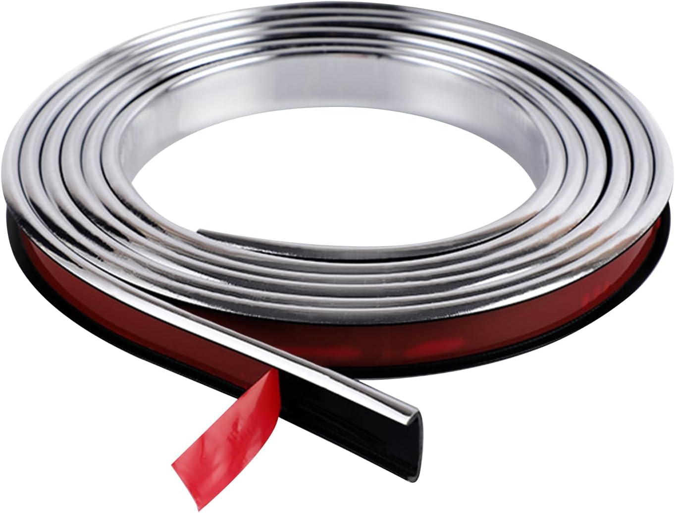 U-Shape Edge Banding, 5M/16.4Ft Self Adhesive Waterproof Metallic Flexible Furniture Edge Protector, Soft Protective Edging Trim for Cabinet, Table (Silver, 15Mm)