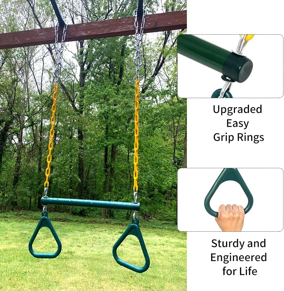 18' Trapeze Swing Bar Rings 48' Heavy Duty Chain Swing Set Accessories & Locking Carabiners&hellip; image number 5